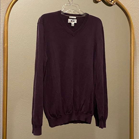 Joseph Abboud Men's Classic Burgundy V-Neck 100% Merino Wool Sweater Size XL - Picture 2 of 9